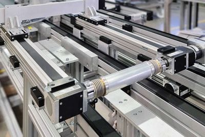 Das Foto zeigt Linearachsen mit Servoantrieb und ein TS2 Transfersystem von Bosch Rexroth.